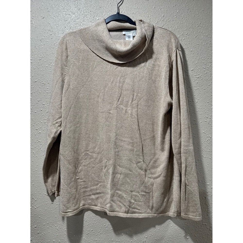 Coldwater Creek‎ Silk Blend Cowl Neck Sweater XL Champagne Gold Metallic Shimmer